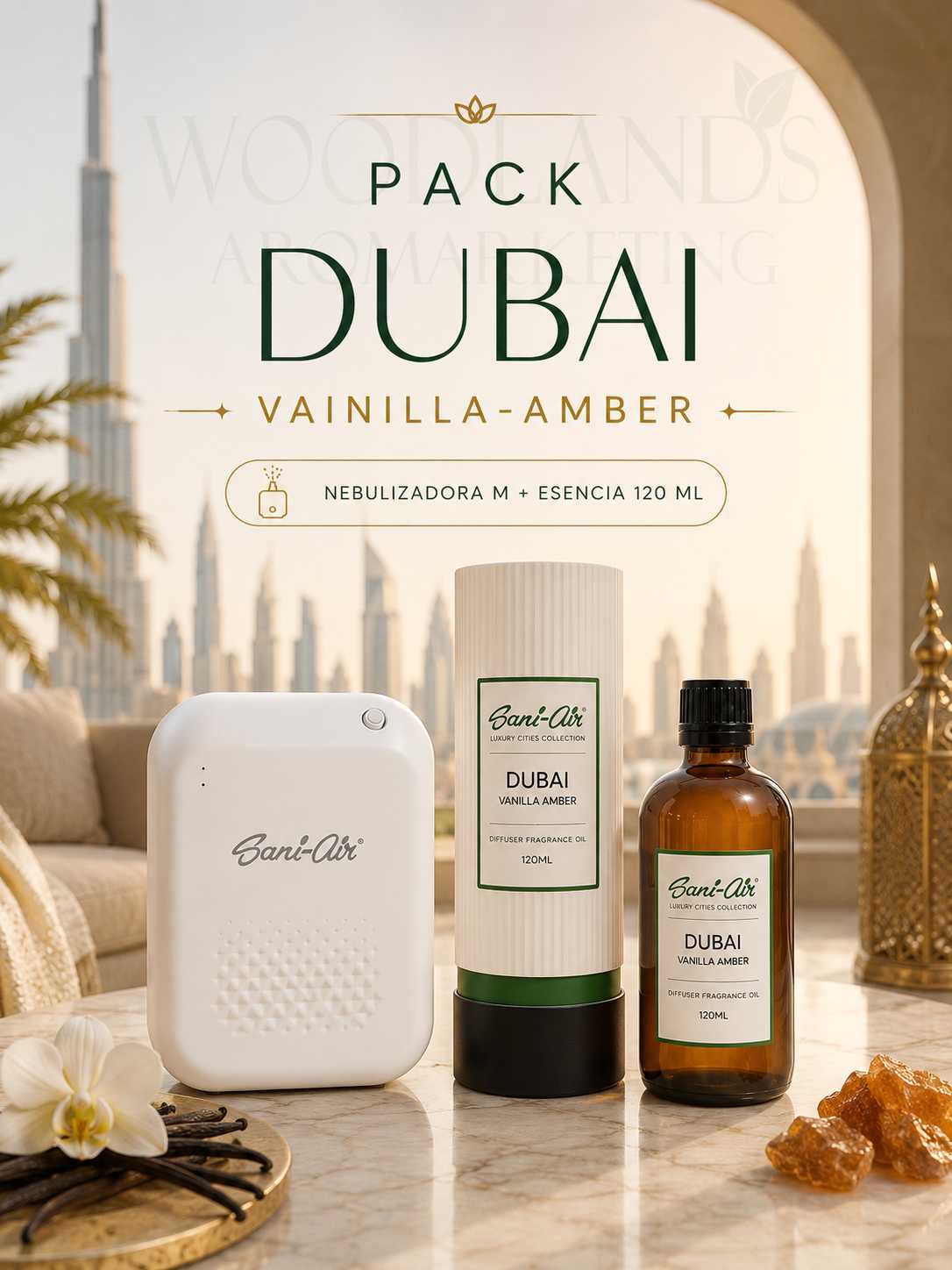 Pack Esencia Luxury Sani Air Dubai120ML + Nebulizadora M